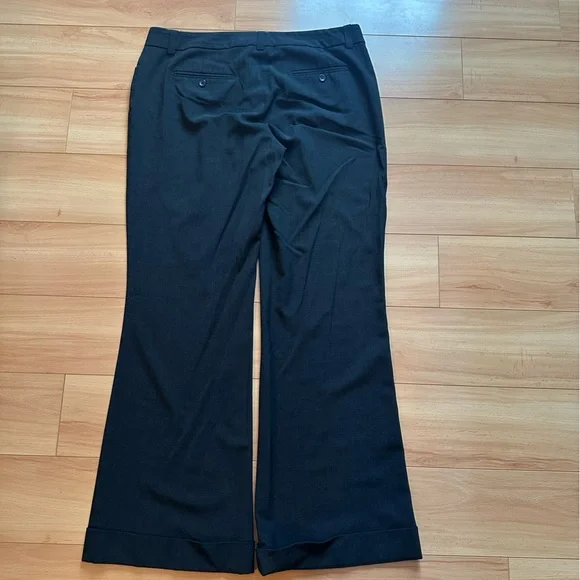 Express Dark Charcoal Gray Flare Cuffed Dress Pants bootcut trousers editor 12 - Picture 8 of 9